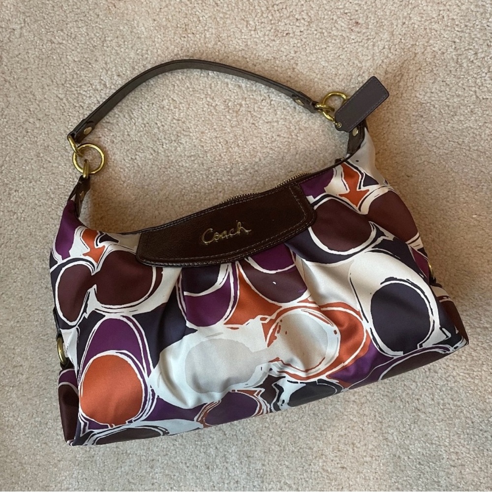 Coach Purple and Orange Patterned Shoulder Bag